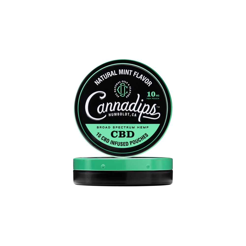 CannaDips Natural Mint Flavor • 10 mg • 15 CBD pouches