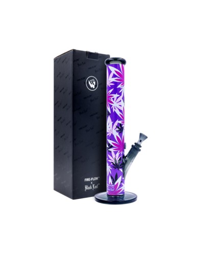 Fire-Flow x Black Leaf • Glass Bong Pink Leaves • 40cm