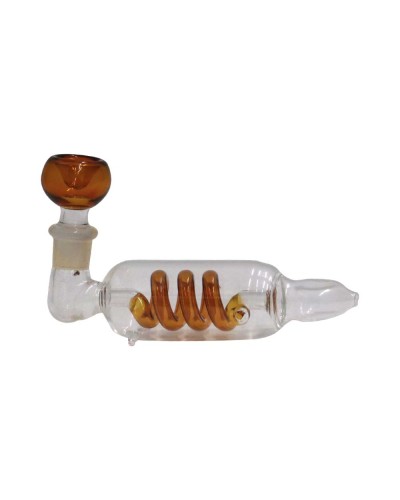 Glass Spiral Pipe • Amber • 13 cm