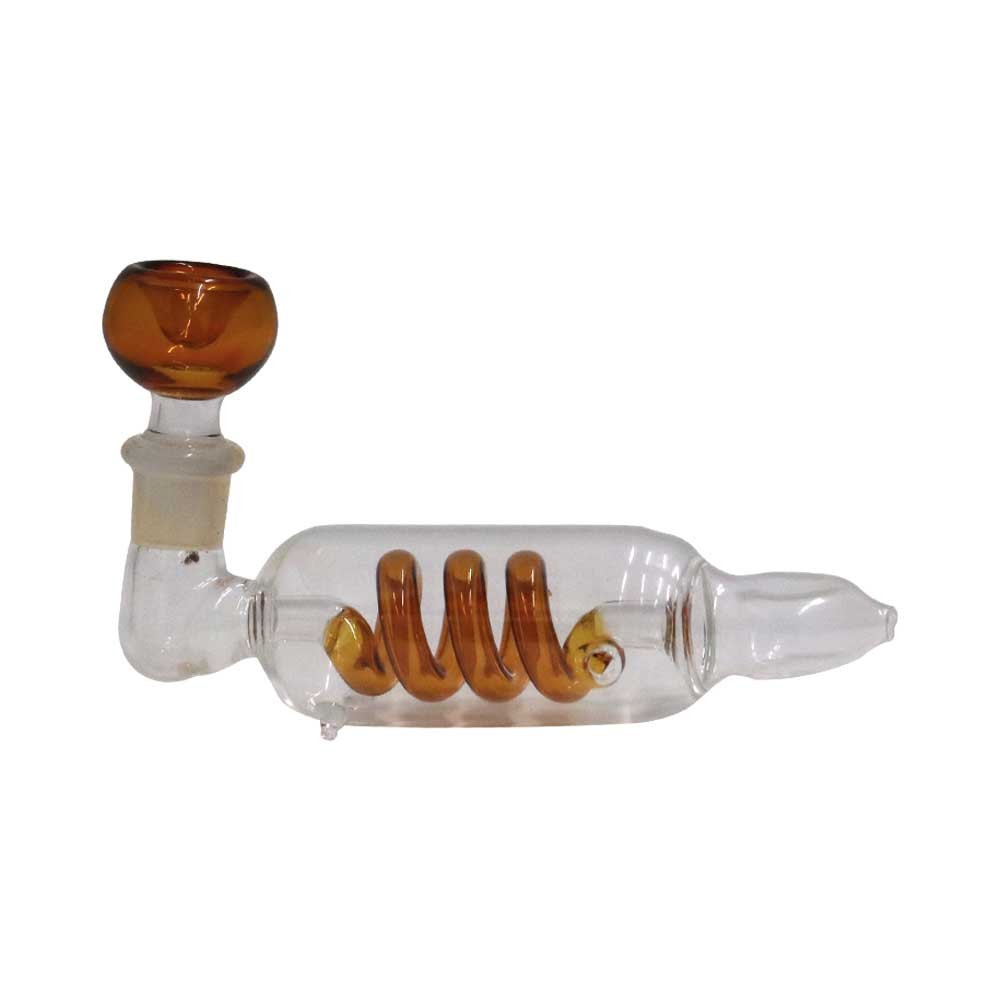 Glass Spiral Pipe • Amber • 13 cm