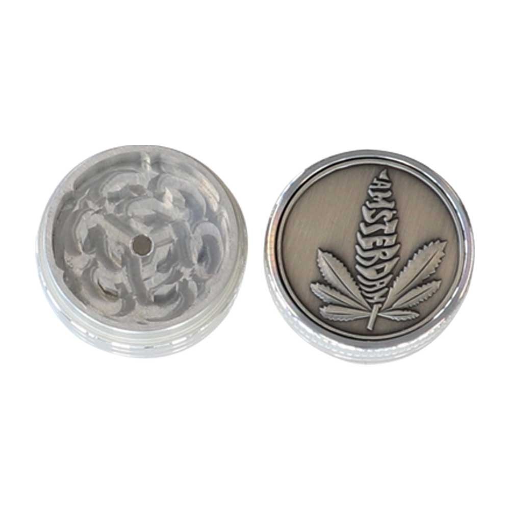 Metal grinder • Amsterdam leaf • 40 mm • 2 pts
