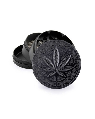 Metal Grinder • Black Trance Leaf • ⌀50 mm • 4-parts