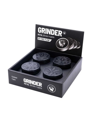 Metal Grinder • Black Trance Leaf • ⌀50 mm • 4-parts