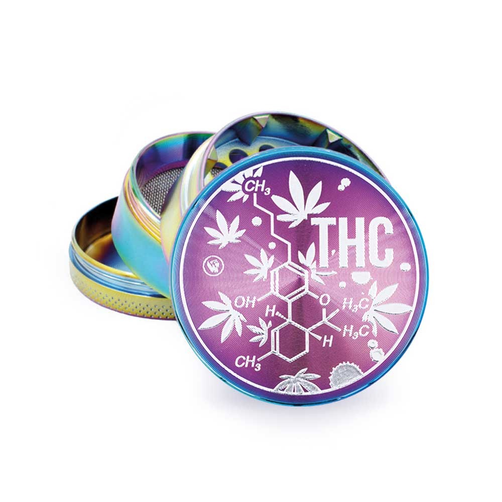 Metal Grinder • Icy THC Molecule • ⌀50 mm • 4 parts