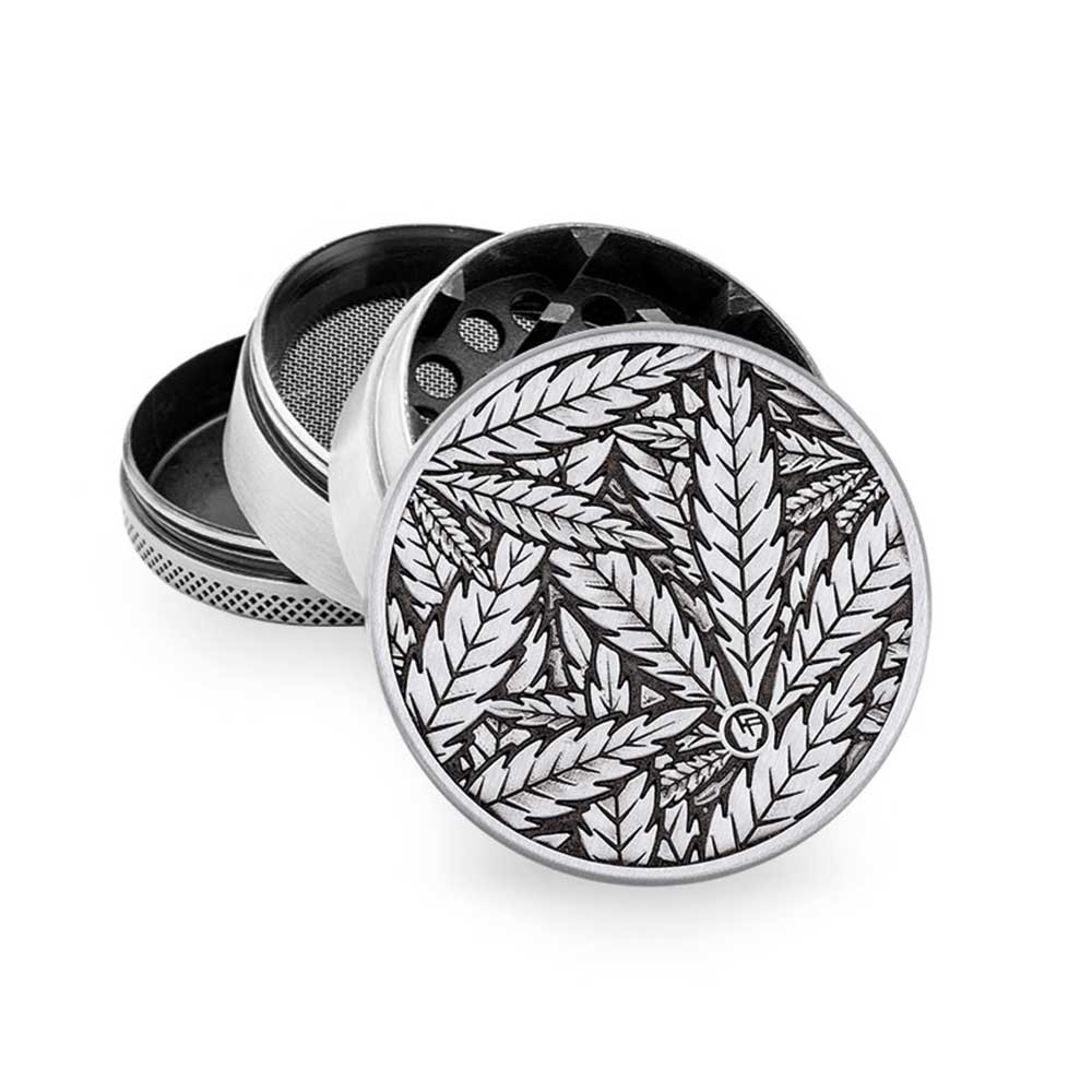 Metal Grinder • Silver Leaves • 33 • ⌀50 mm • 4-parts
