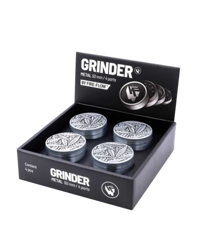 Metal Grinder • Silver Leaves • 33 • ⌀50 mm • 4-parts