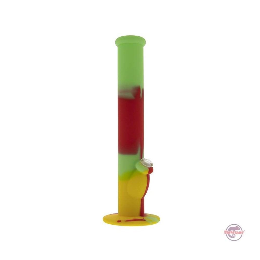 Silicone Bong • Yellow with Green and Red • Rasta • 36cm