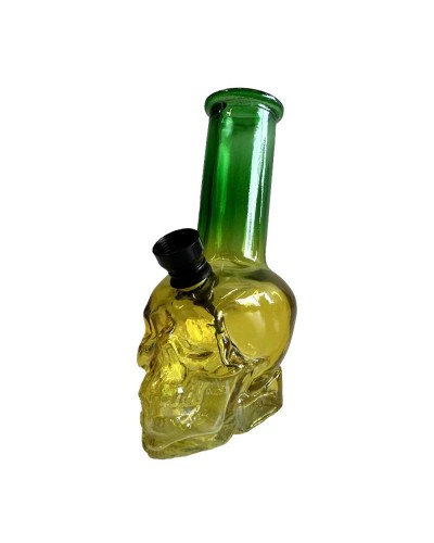 Skull Glass Hookah • Green/Yellow • 15cm
