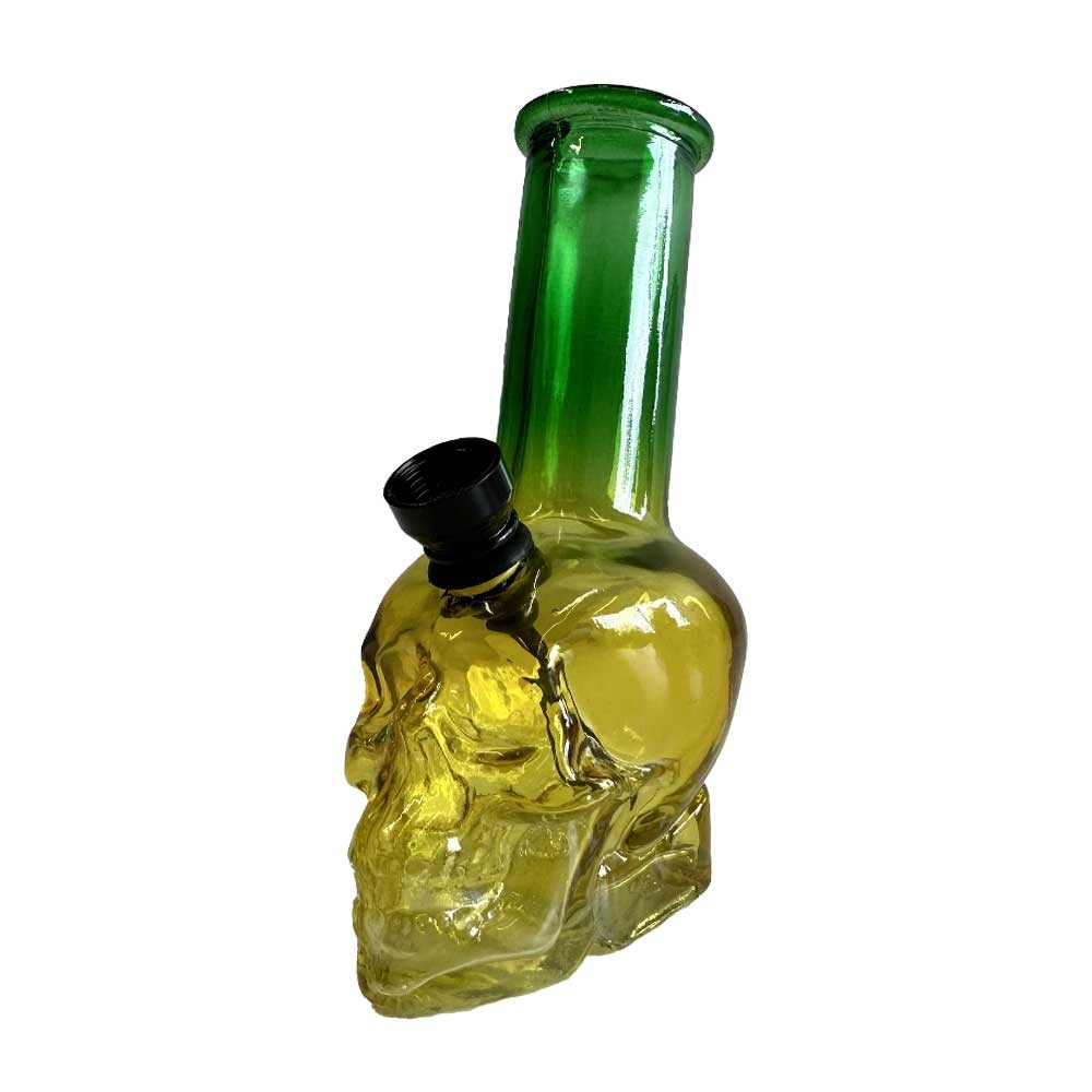 Skull Glass Hookah • Green/Yellow • 15cm