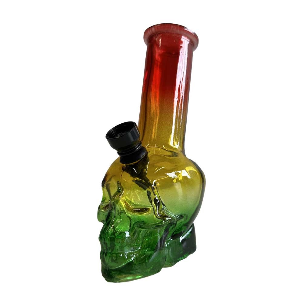 Skull Glass Hookah Rasta • 15cm