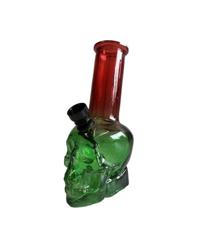 Skull Glass Hookah • Red/Green • 15cm