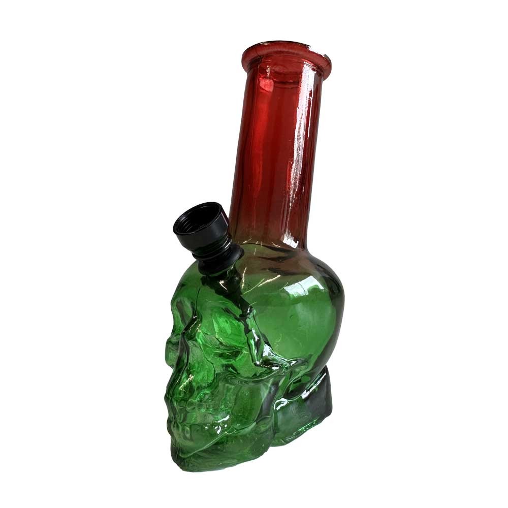 Skull Glass Hookah • Red/Green • 15cm