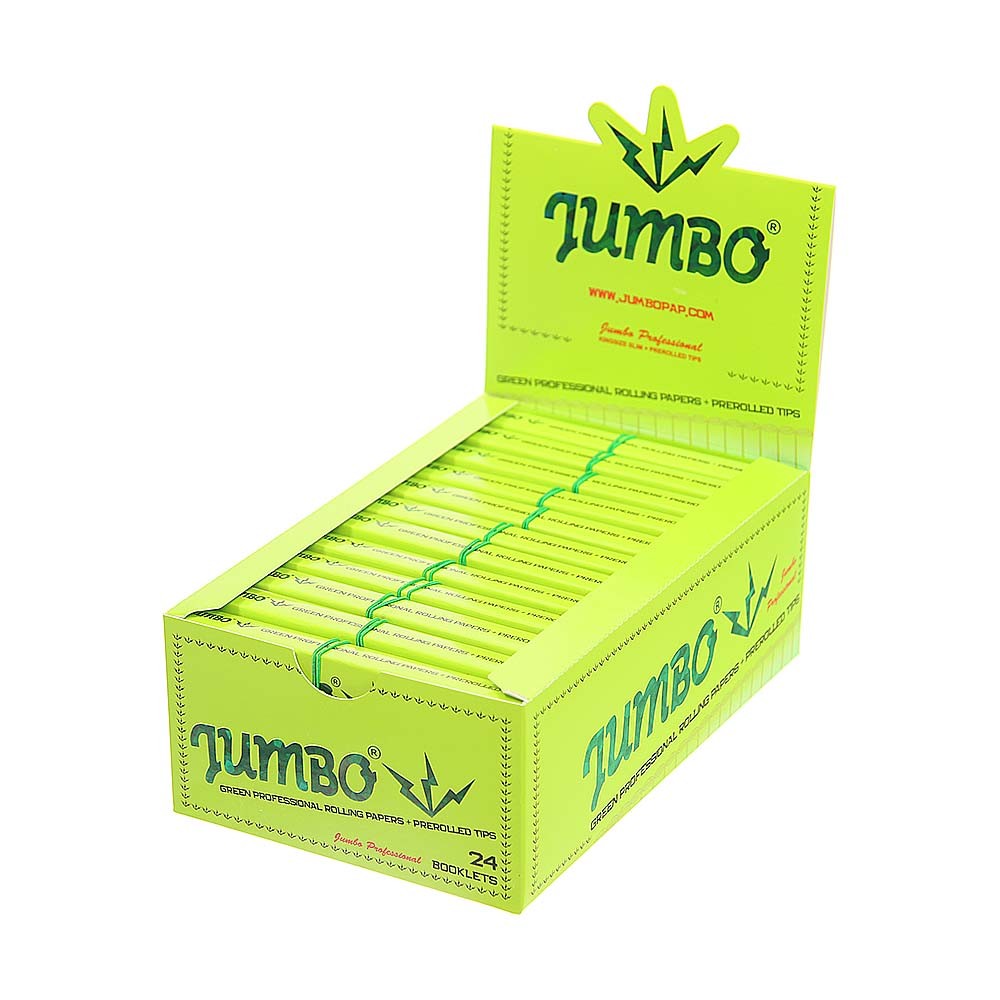 JUMBO Green king size slim • prerolled tips • box/24
