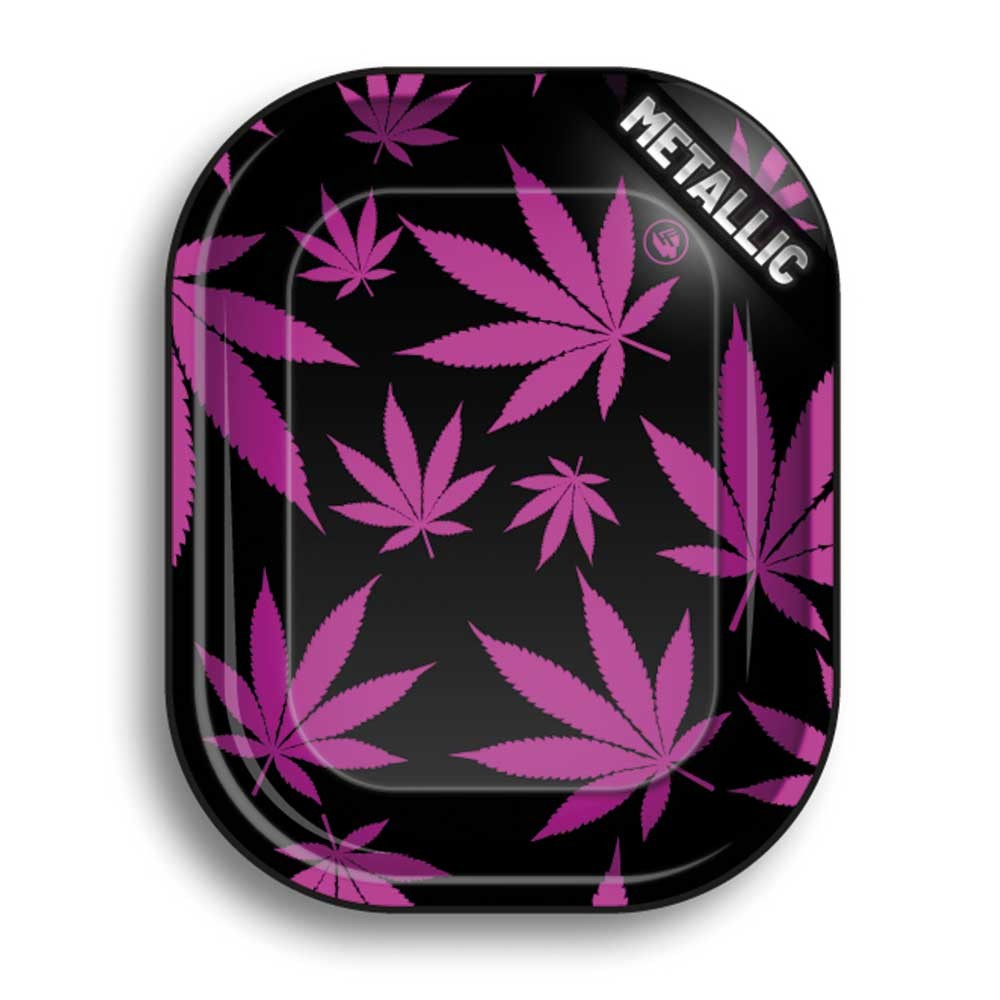 Metal Rolling Tray • Leaves Pink • 140 mm x 180 mm