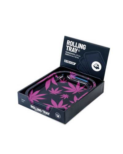 Metal Rolling Tray • Leaves Pink • 140 mm x 180 mm