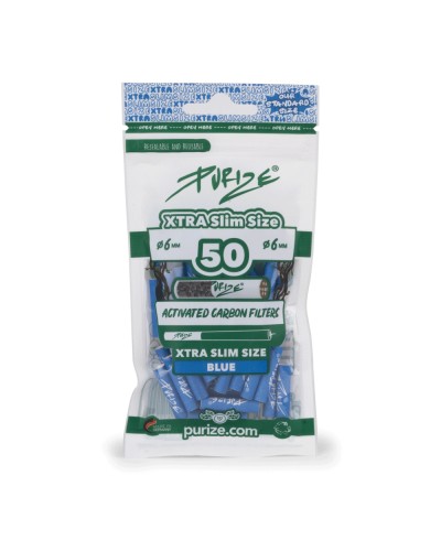 PURIZE XTRA Slim Filters Blue • Bag of 50pcs