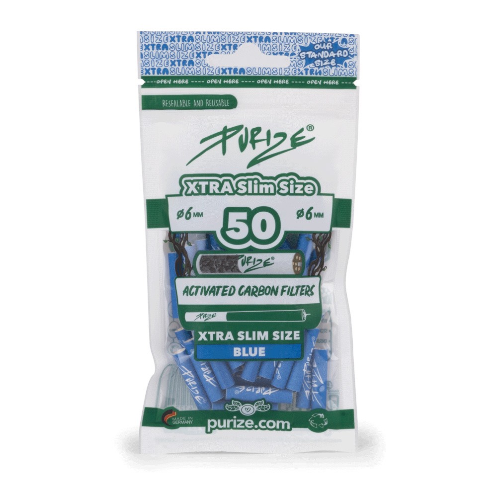 PURIZE XTRA Slim Filters Blue • Bag of 50pcs