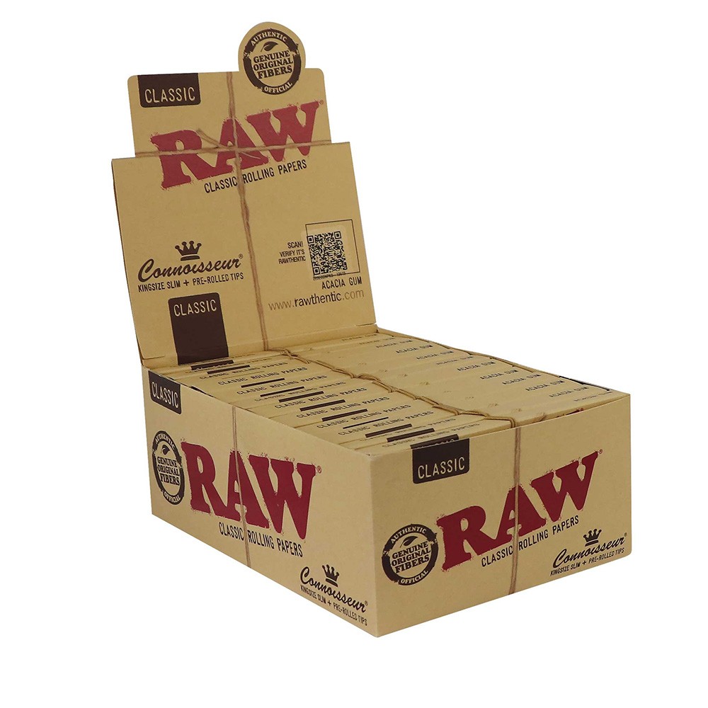 RAW Classic Connoisseur KS Slim • 50 Leaves/ 24 prerolled tips