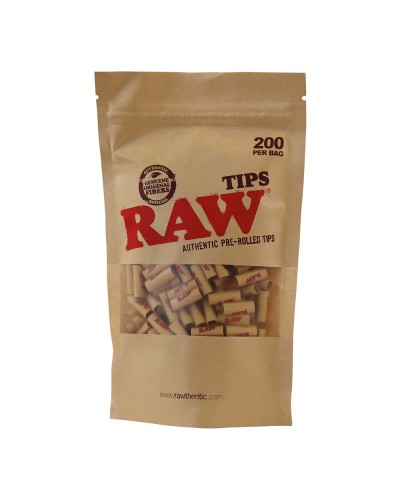 RAW Prerolled Unrefined Tips • 200 pcs Per Bag