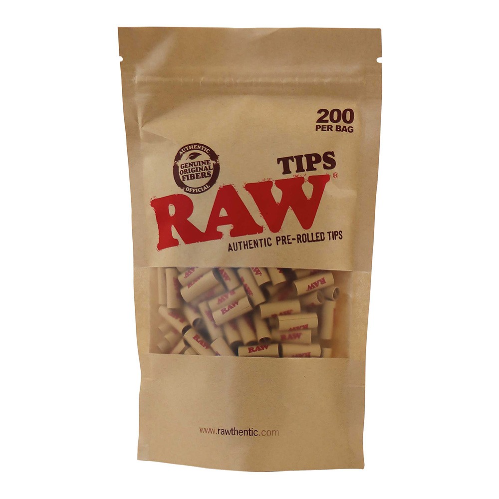 RAW Prerolled Unrefined Tips • 200 pcs Per Bag